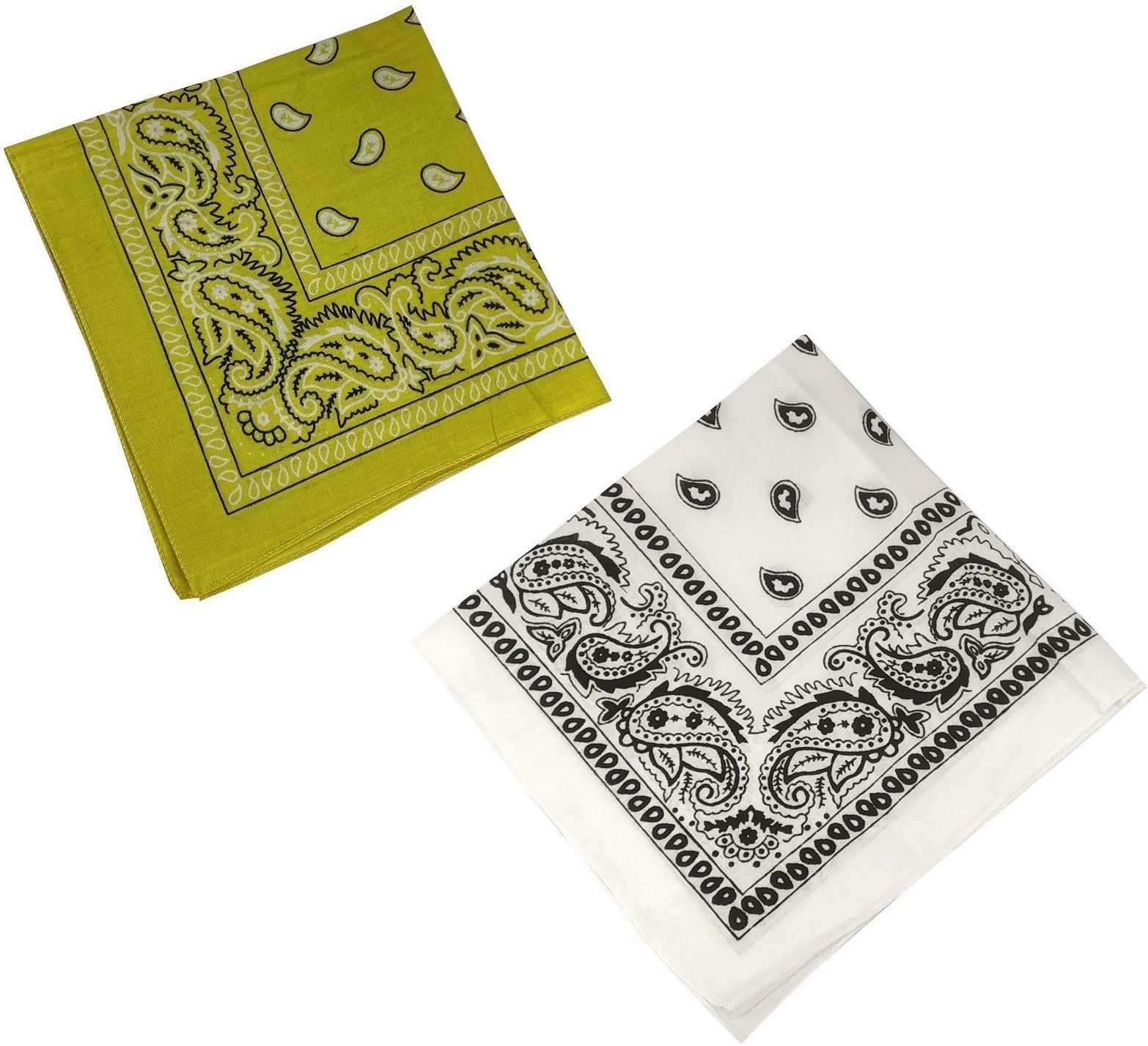 BIGWHEEL Combo Of 2 Pcs White And Yellow Double Side Printed Multifunctional Paisley Printed Hankie ["Multicolor"] Handkerchief-image-6