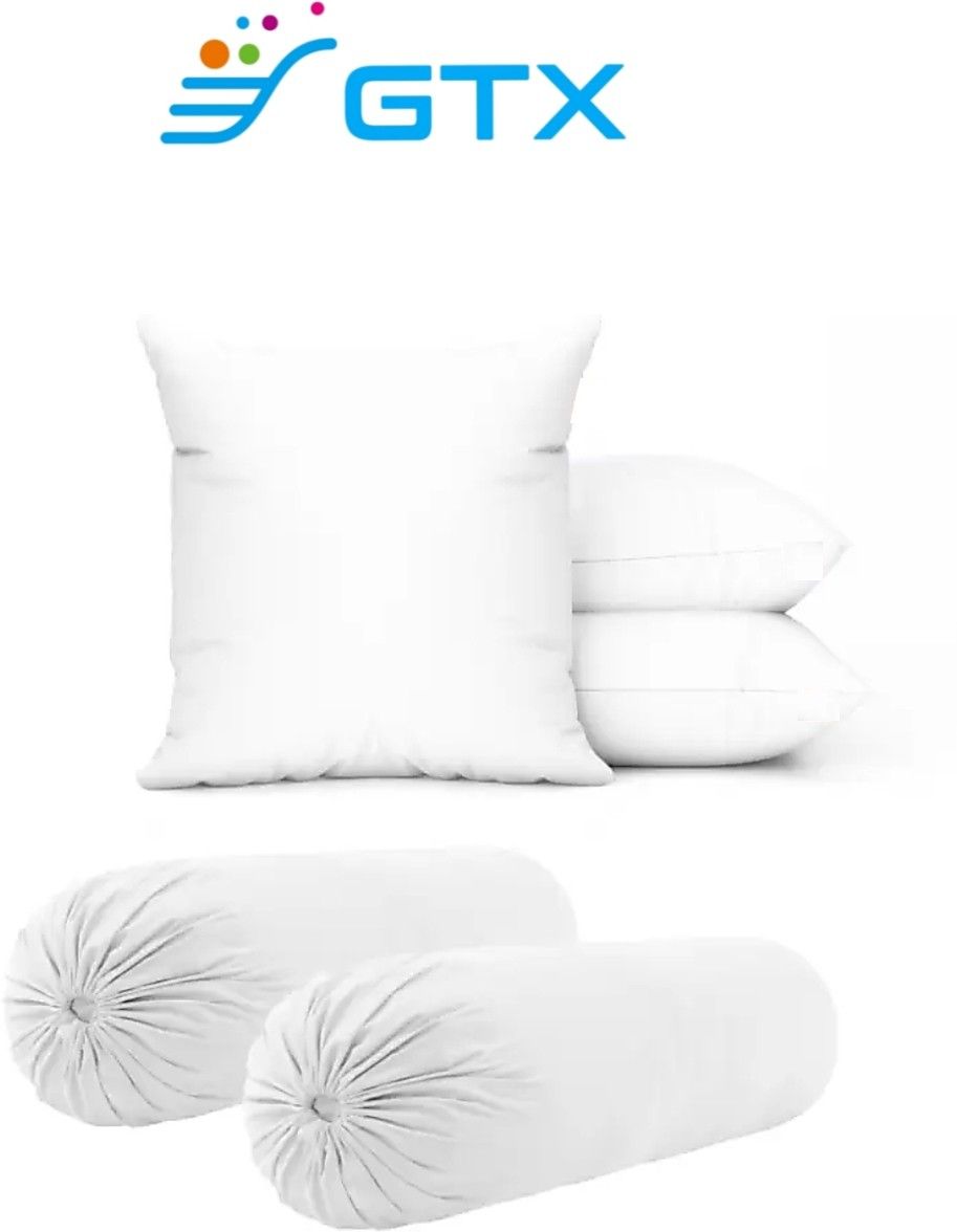 Premium Diwan set of 3 cushions and 2 blaster Microfibre Solid Bolster Pack of 5-image-4