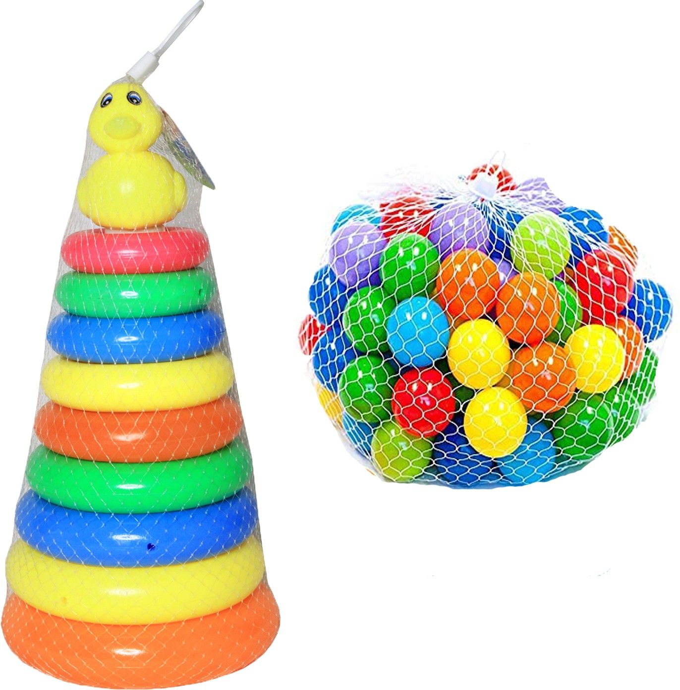 Baby Multicolour 12 Balls and Stacking 9 rings Toy for Kids Pool Pit/Ocean Ball Bath Toy-image-49