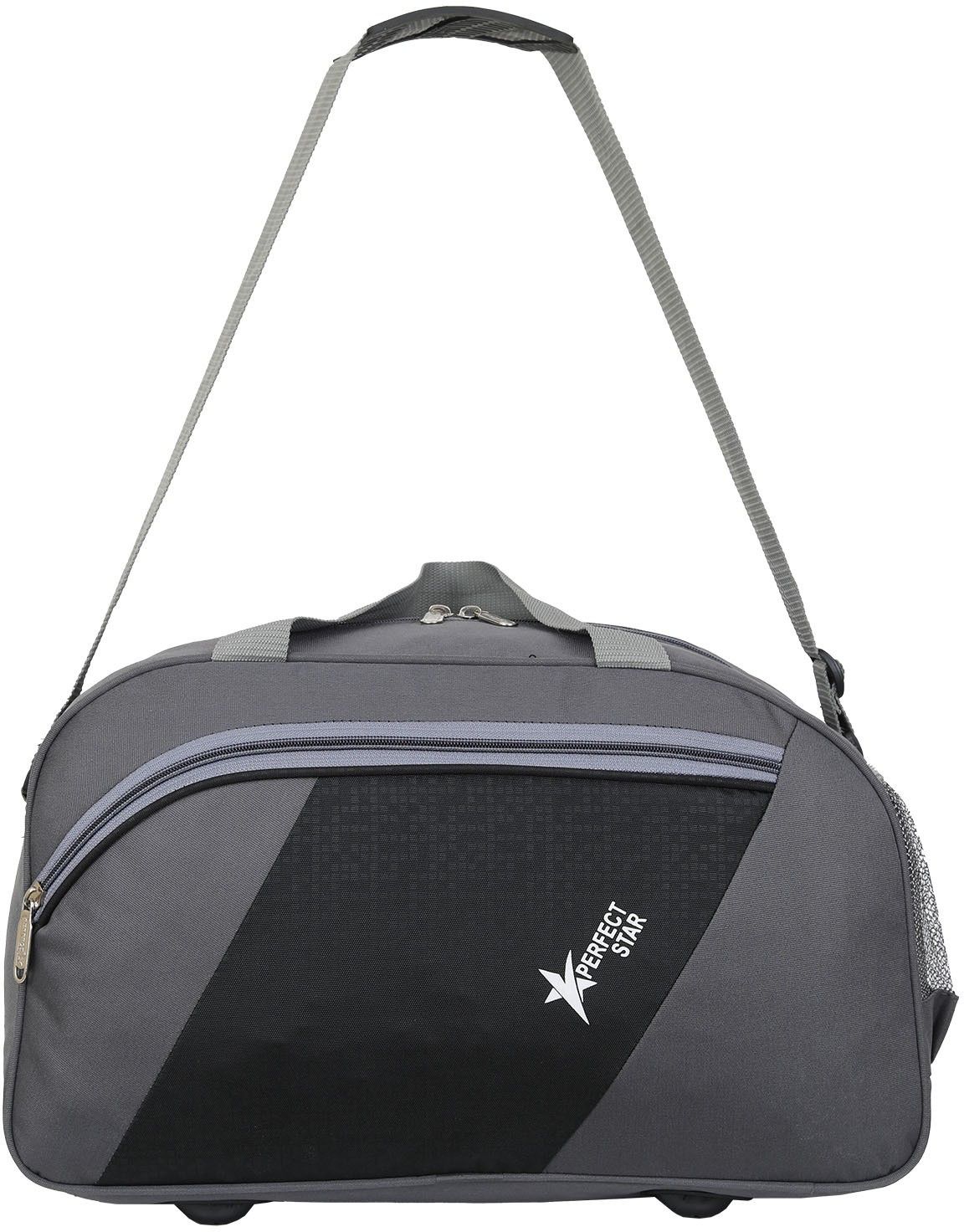 40 L Gym Duffel Bag - 40 L Hand Duffel Bag 12 inch 9.5 inch 20 inch Stylish Light Weight Small Travel Duffel Bag For Men & Women Quality Tested Luggage Bag - Grey - Regular Capacity { Gray Black } - Grey, Black-image-25