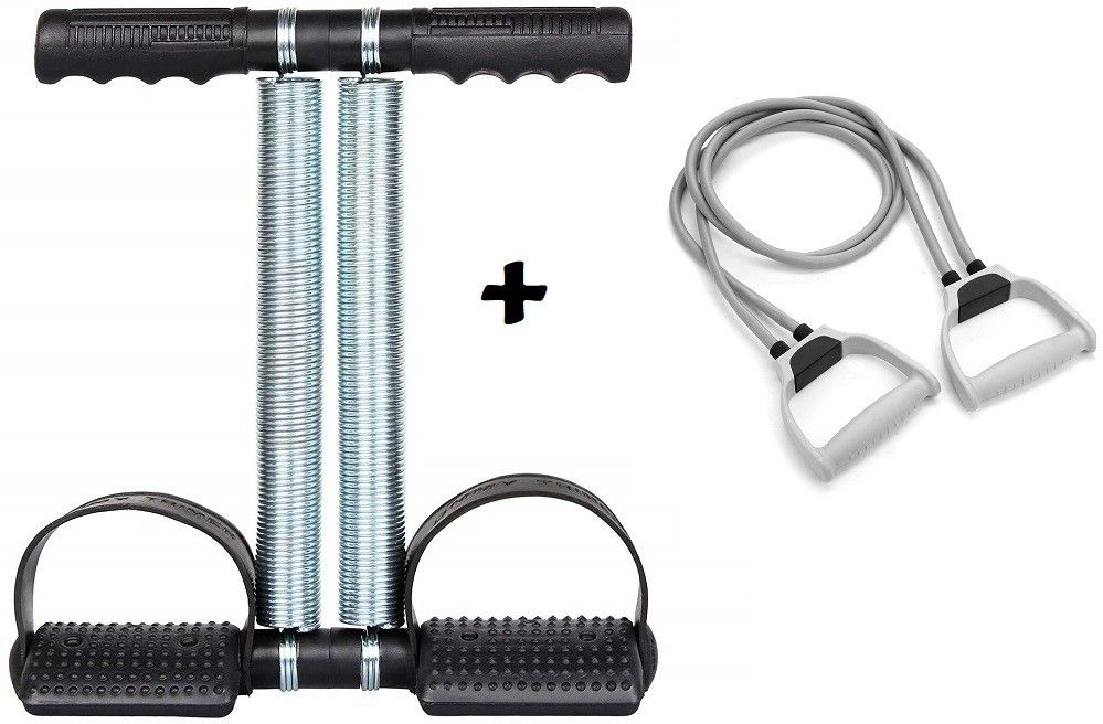 sun shadow Combo Of Double Spring Tummy Trimmer With Double Toning Tube Body Toner Home Gym Equipment Fitness Accessory Kit Kit-picture-10