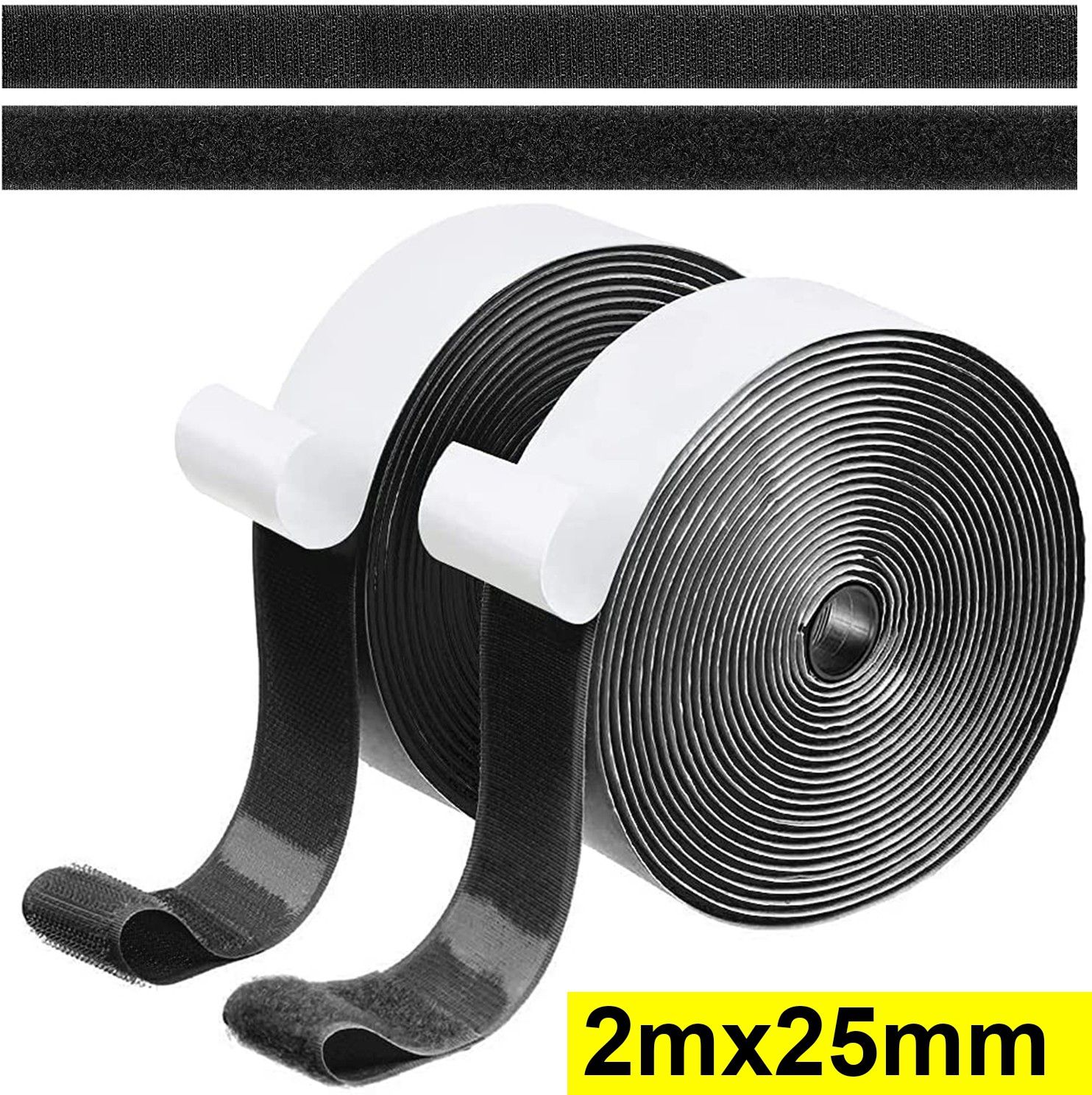 Self-Adhesive Hook and Loop Tape Roll, Sticky Back Strong Self Gripping Perfect for Home, Office, School, and Crafting | For both Indoor-Outdoor Use - 1inch x 2 meters, Black Stick-on Velcro-image-17