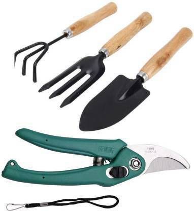green india Gardening Tools – Pruner and Garden Tool with Wooden Handle Garden Tool Kit (4 Tools) Garden Tool Kit-picture-19