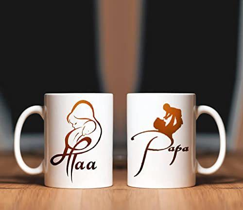 Maa Papa Printed Ceramic Set Of 2 330 ML For Father Mother Anniversary Ceramic Coffee Mug-image-35