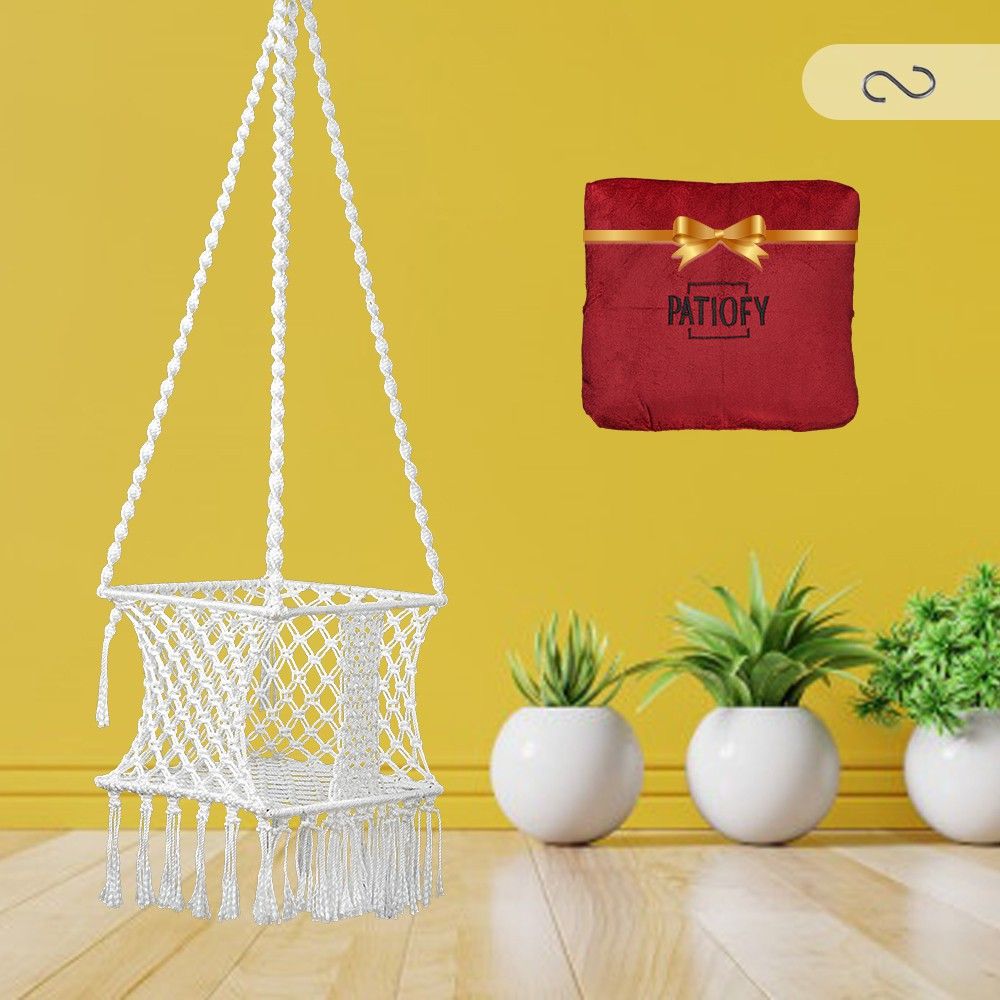 patiofy Handmade Square Swing for Kids with Cushion/ Swing for Kids 1-5 Years for Home Swings-picture-35