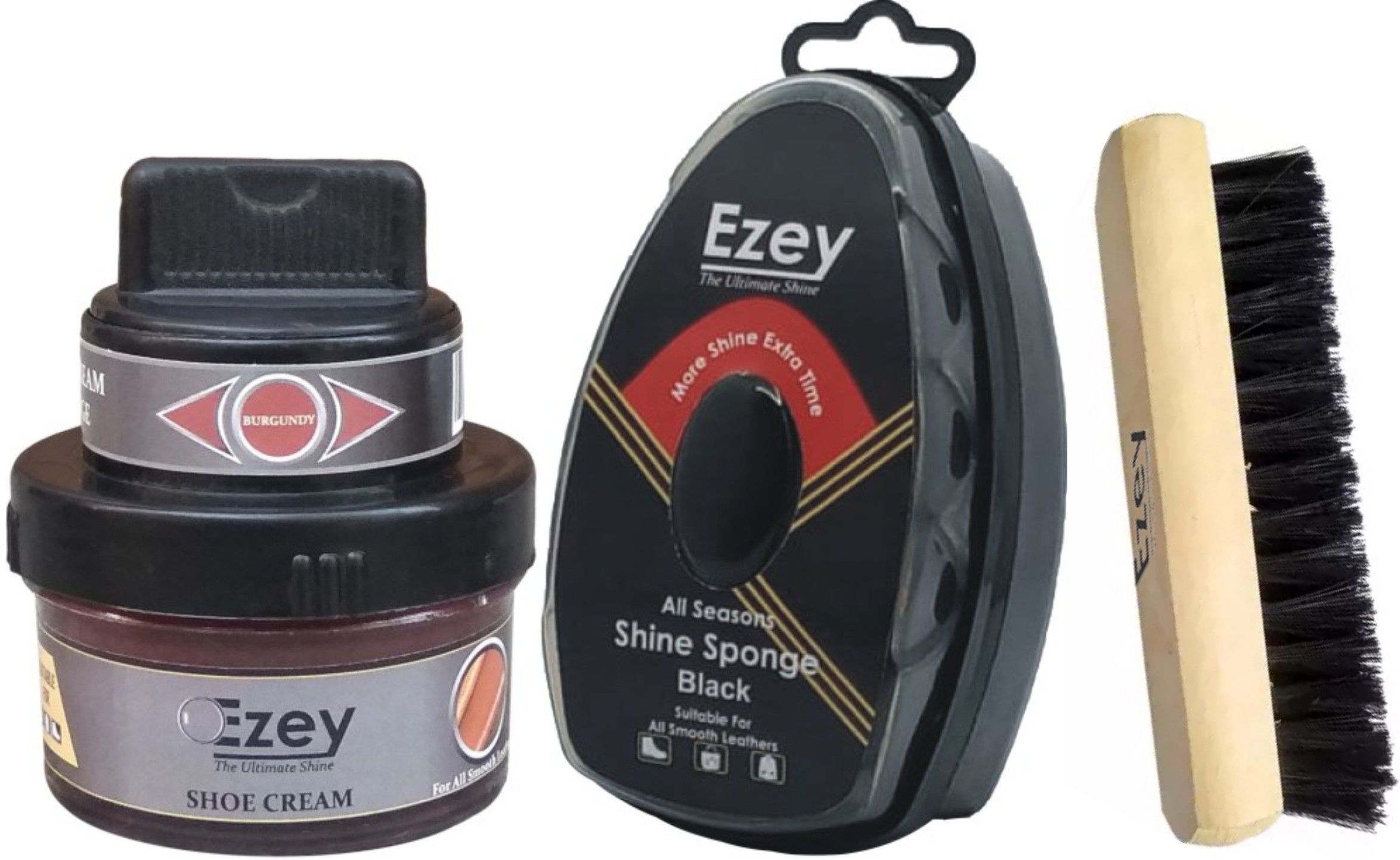 Ezey shoe cream (Burgundy)+shine sponge (Black)+shoe brush Shoe Care Kit-image-44