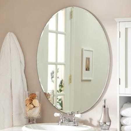 Bathroom Oval Mirror.No Need To Drill Required Simply Remove Tape & Installed. Bathroom Mirror
