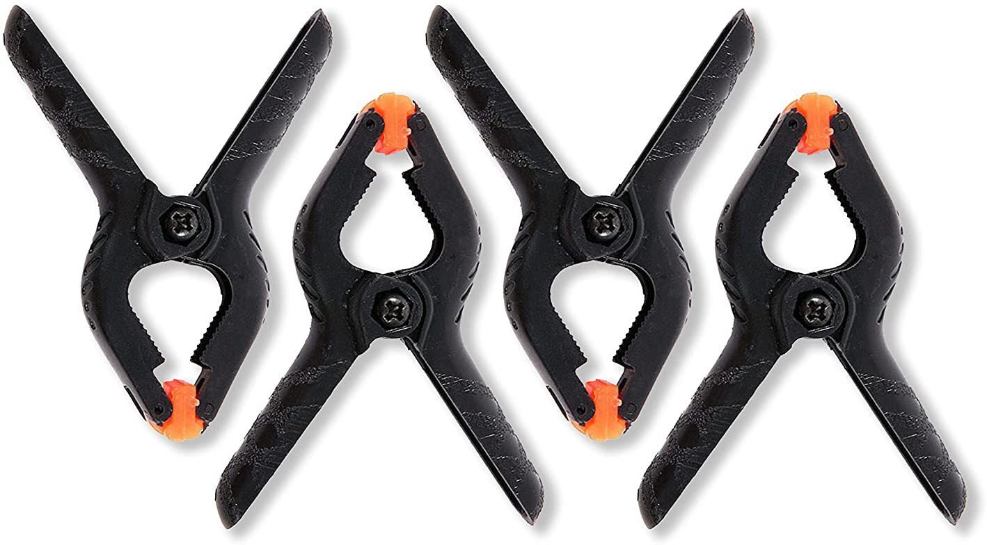 Hiffin 4 PCS Photography Backdrop Support Spring Clamp 4.3"/11cm for Background Muslin, Canvas, Paper, Chromakey Screen, Heavy Duty Clip, Photo Studio, Backdrops Backgrounds Woodworking Plastic Camera Pistol Grip