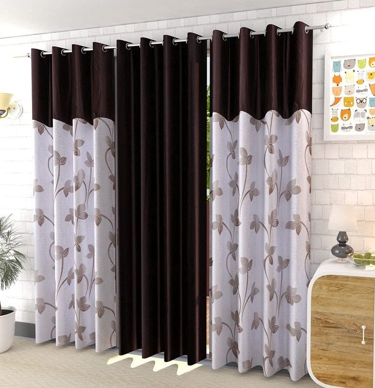 kraftiq homes 214 cm (7 ft) Polyester Semi Transparent Door Curtain (Pack Of 3)-picture-18