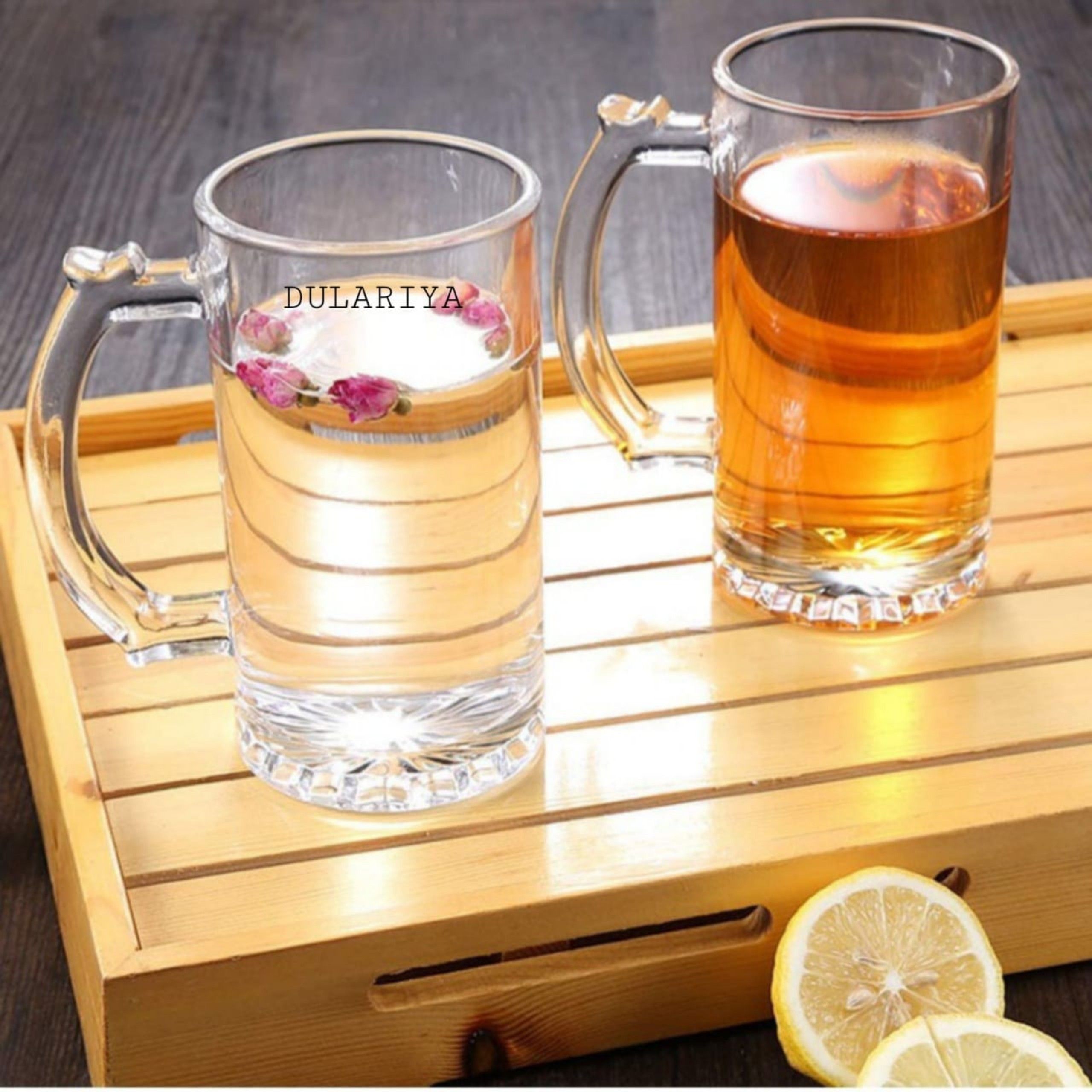 dulariya Stylist Crystal Clear Beer with Handle in Freezer Safe Glass Material 500 Ml Set of 2 Glass Beer Mug-picture-13