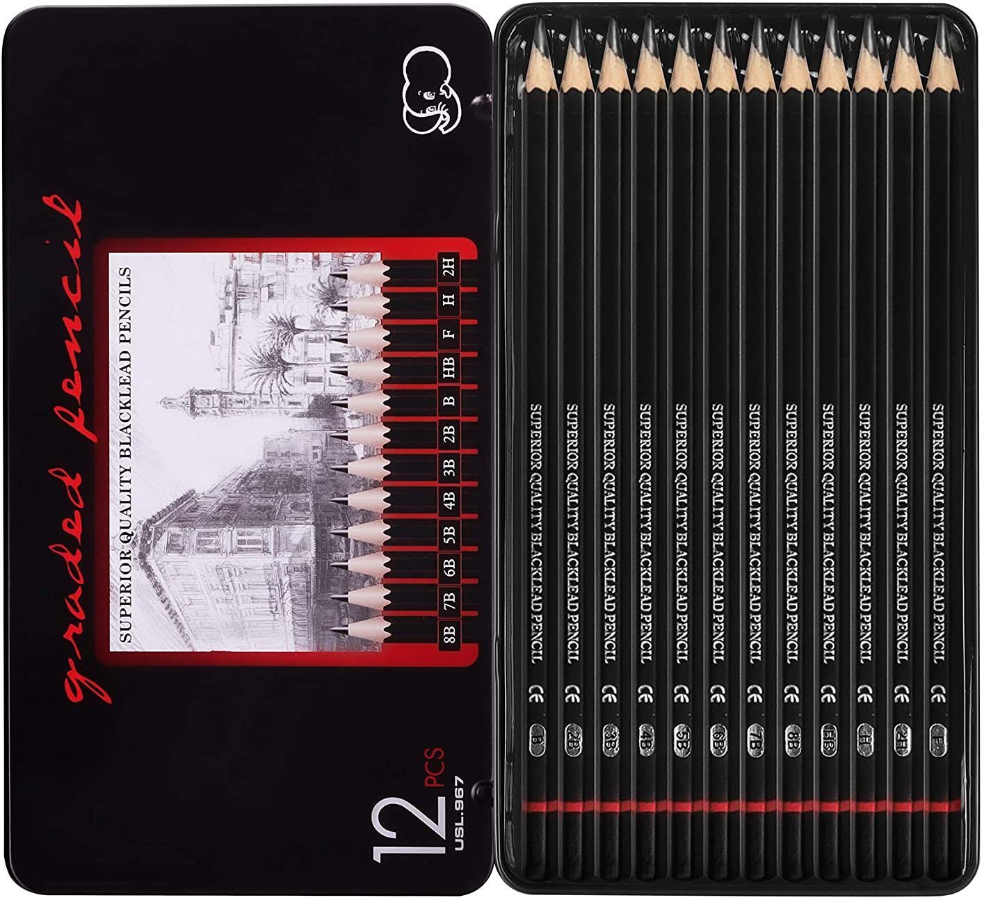 HB H B 2B 3B 4B 5B 6B 7B 8B 2H F Drawing Competition Kids, Professional Sketch Pencil-image-25