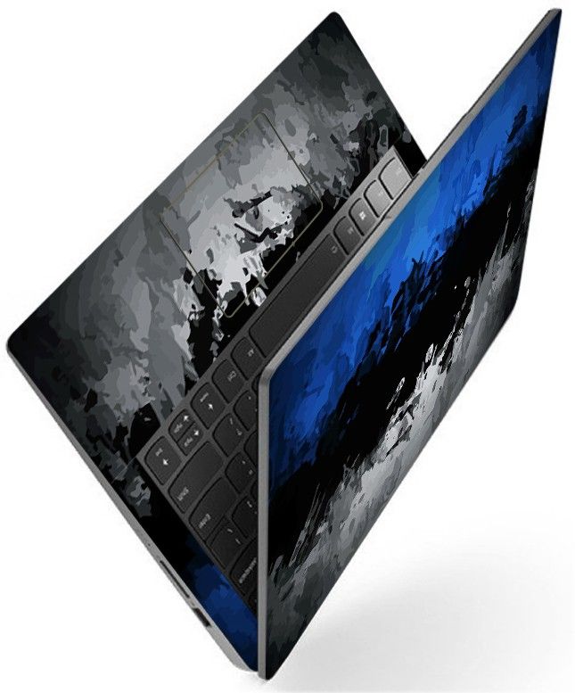 Techfit Full Body Laptop Skin Fits Size Upto 15.6 Inches - Blue Black Grey Art Premium Stretched Vinyl Laptop Decal 15.6-image-37