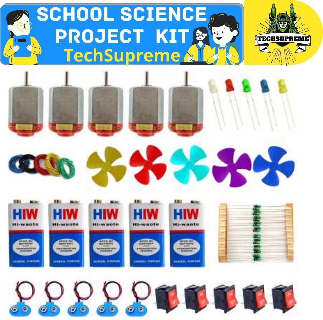 techsupreme School Science Project DC Motor kit 60 Item Loose in one Pack Learning Toys Motor Control Electronic Hobby Kit-picture-1