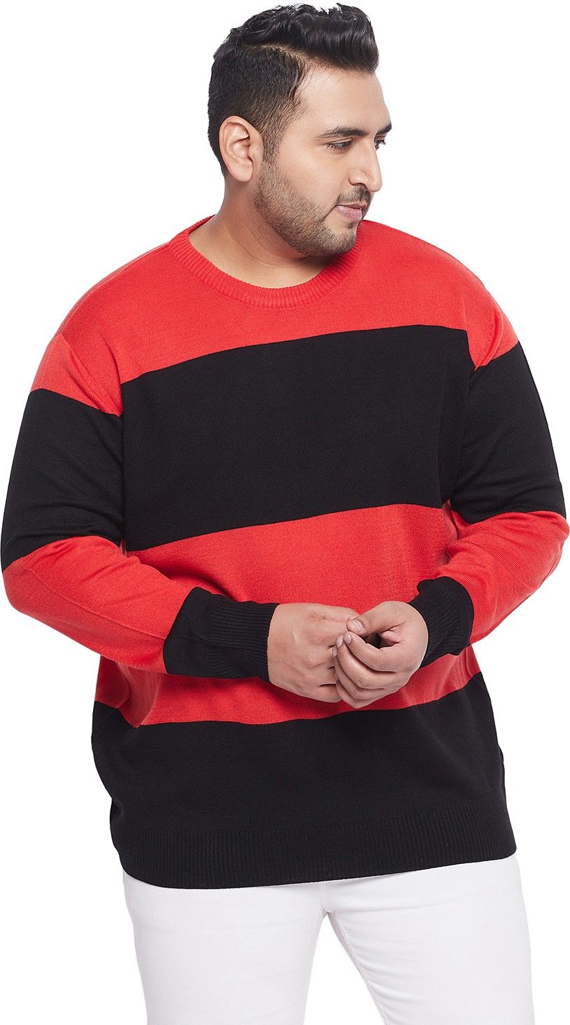 bigbanana Men Colorblock Round Neck Black Sweater-picture-11