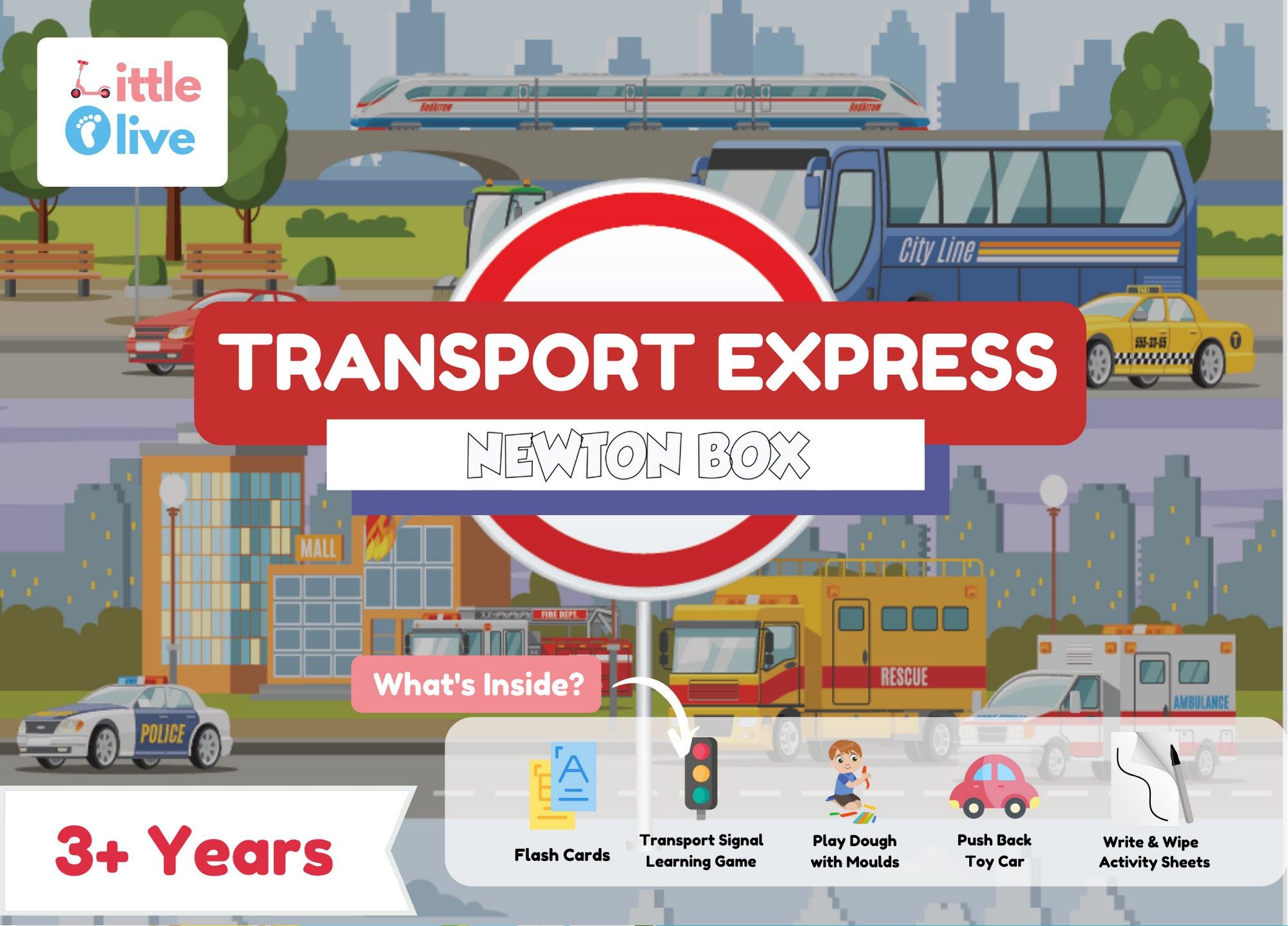 Newton Box 5 in 1 Learning Gift Set | Transport Theme | Age 3 Years and above