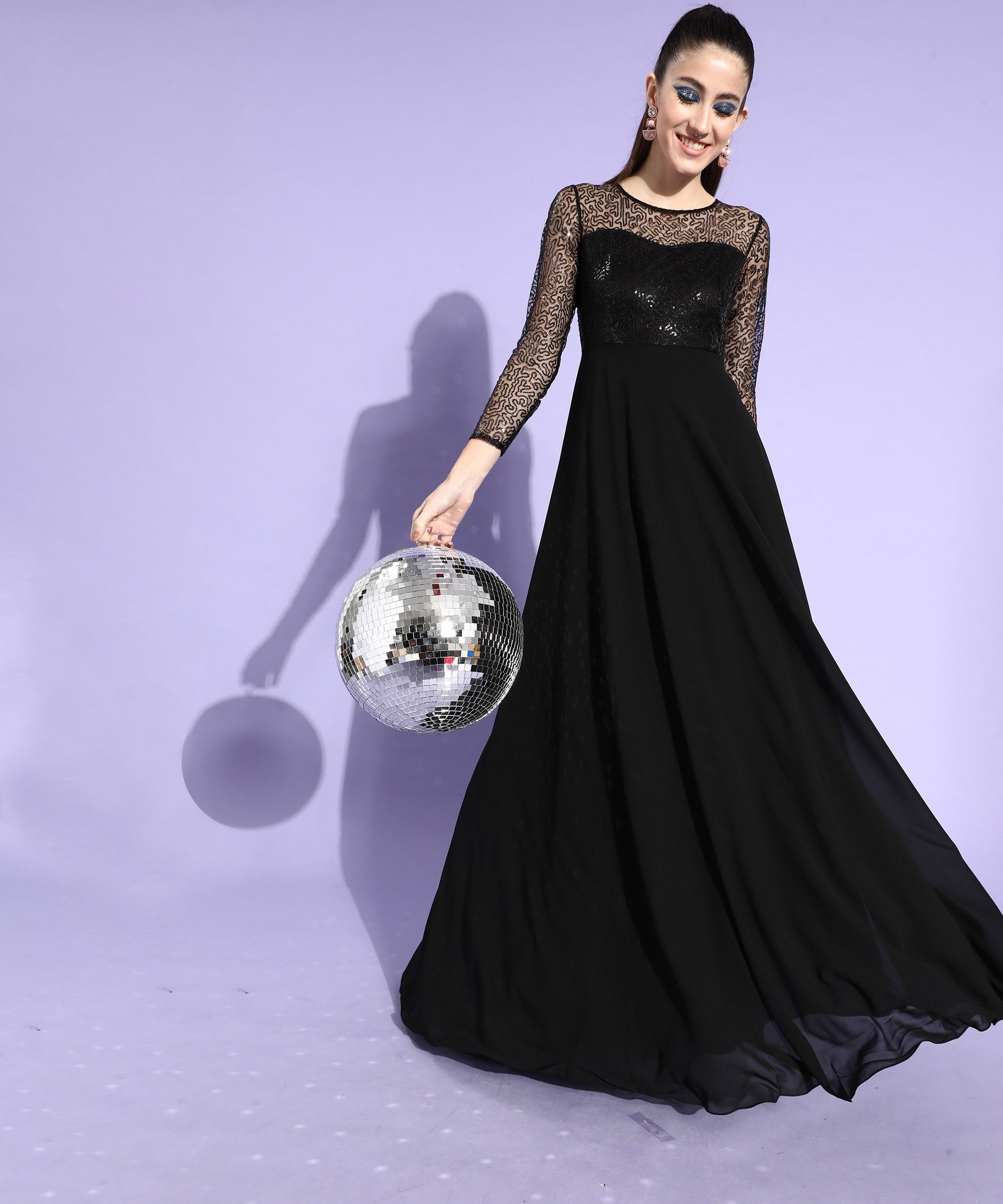 Women Gown Black Maxi/Full Length Dress-image-27