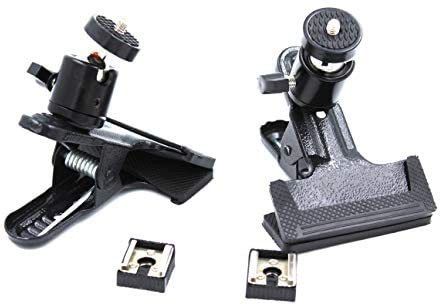 MILLETS Heavy Duty Clip Clamp Flash Reflector Holder Mount 360°Swivel Ball Head 1/4" Flash Shoe Adapter-image-43