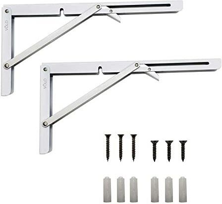 Heavy Duty 8" Mild Steel Brackets with Fittings for fold Down Table (COL:White) 20.5 cm Shelf Bracket-image-46