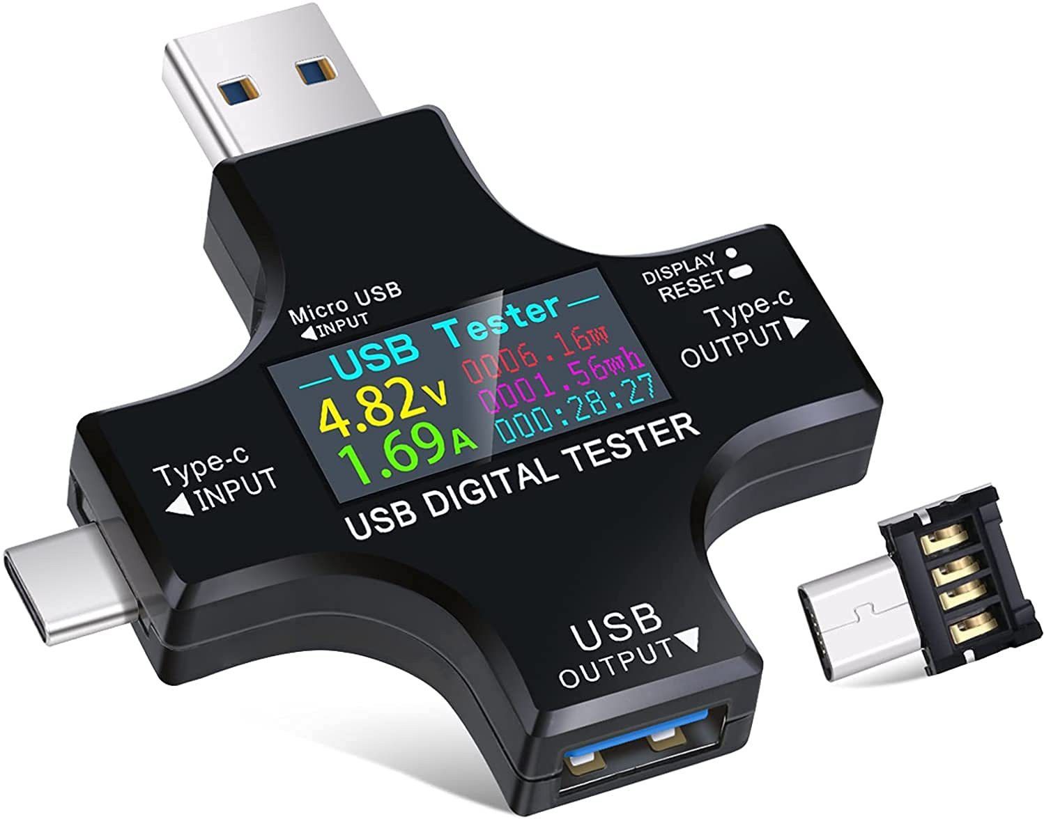 usb tester charge indicator, pd type-c usb amp detector digital meter digital voltage tester
