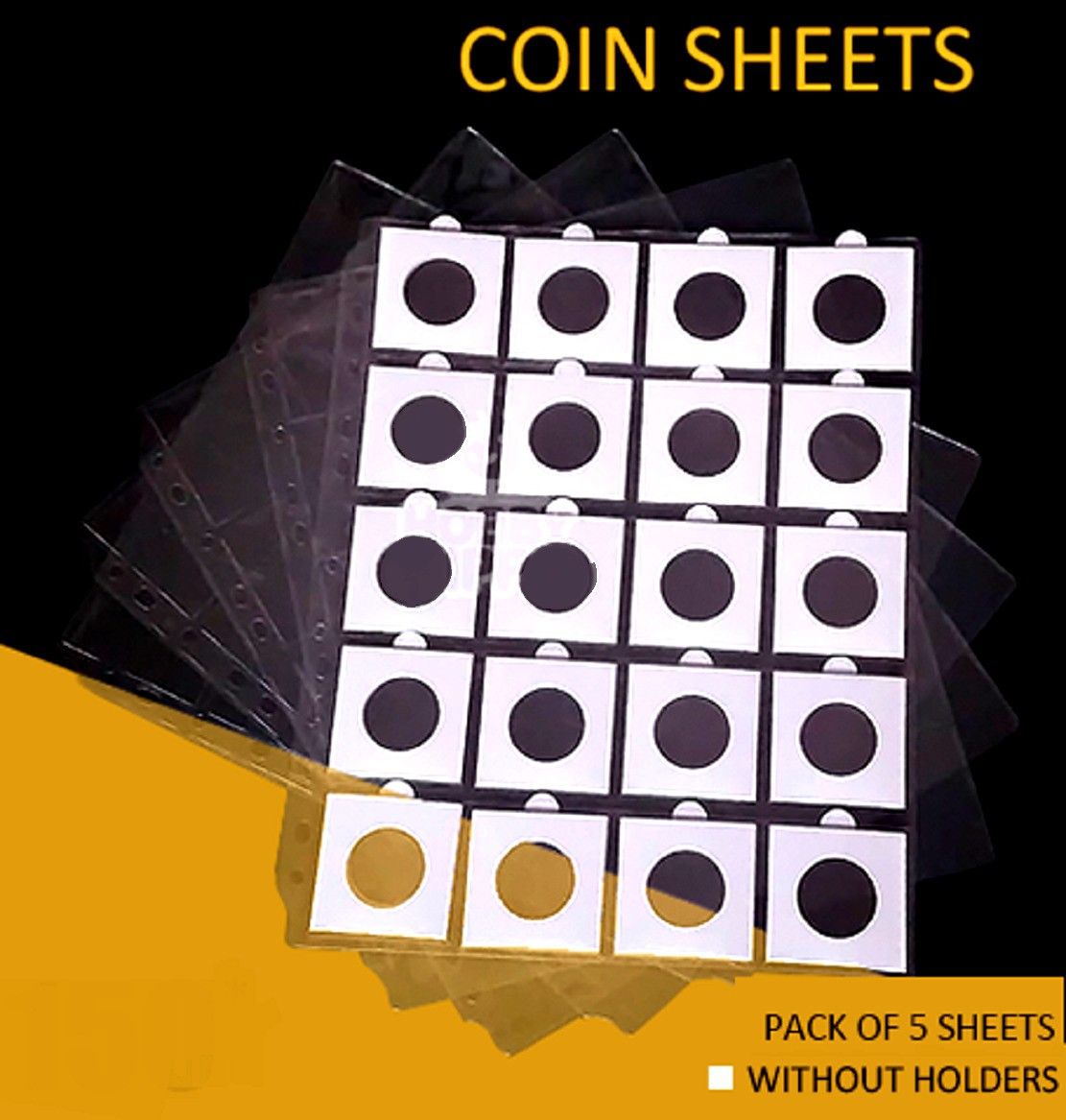 20 Pockets Coin Holder Sheets / Pages for Album set of 5 Pieces Pack Coin Bank-image-39
