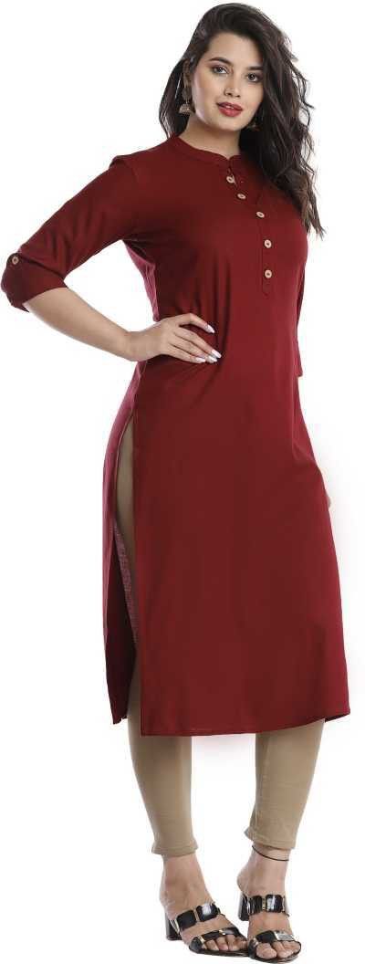 Solid Viscose Rayon Straight Kurta for Women-image-44