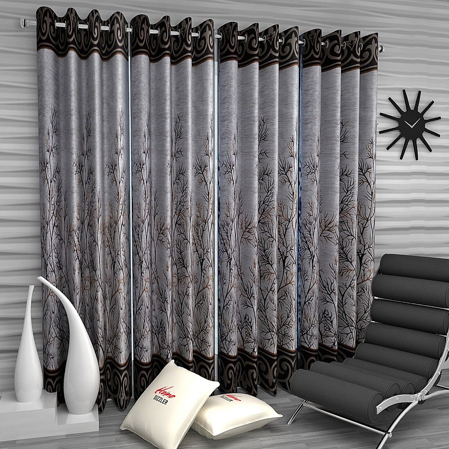 home sizzler 153 cm (5 ft) Polyester Semi Transparent Window Curtain (Pack Of 4)-picture-26