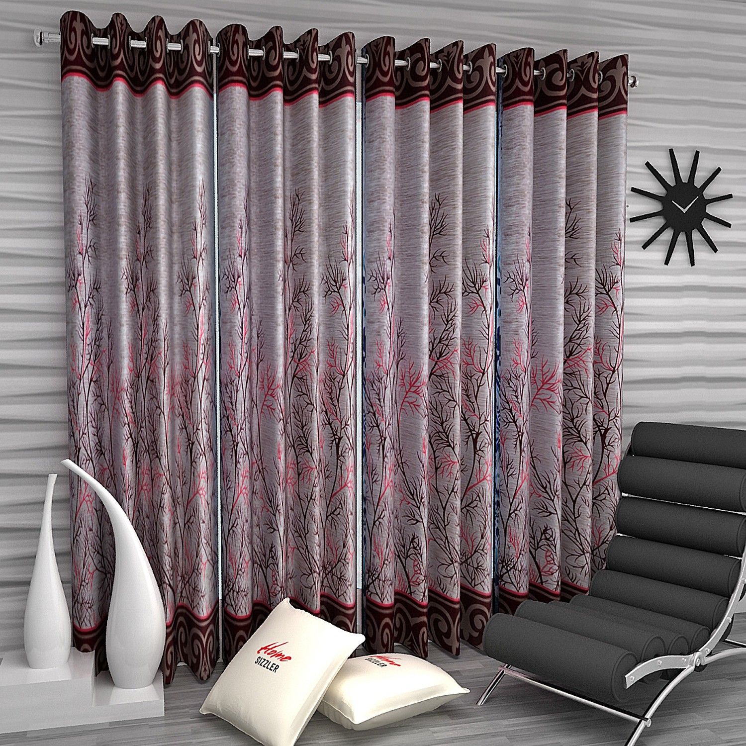 244 cm (8 ft) Long Door Polyester Semi Transparent Curtain (Pack Of 4)-image-4