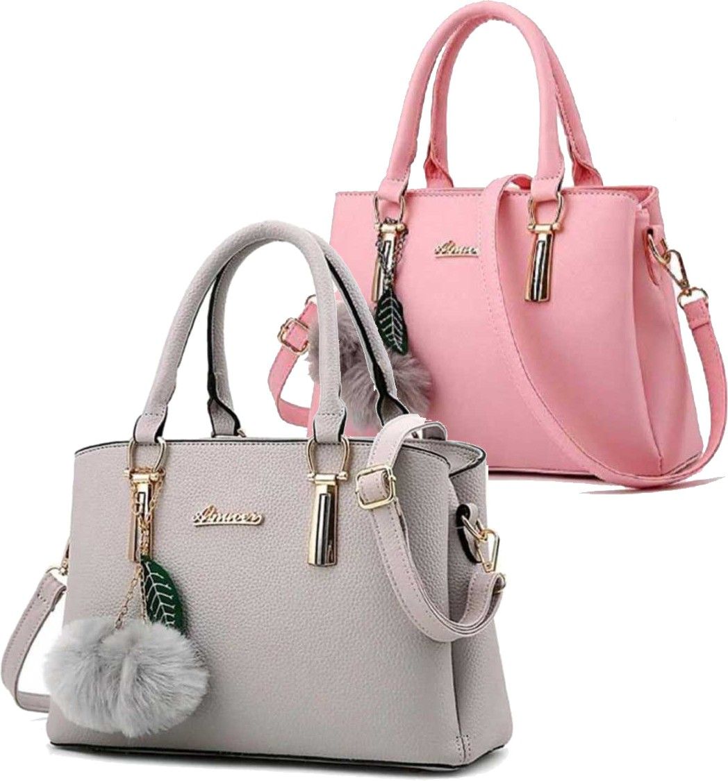 Women Grey, Pink Hand-held Bag-image-38