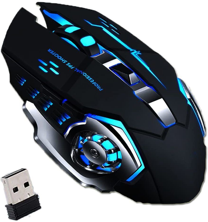 microware 2.4Ghz Rechargeable Wireless Gaming Mouse, X8 professional Gaming Mouse Wireless Ambidextrous Optical Gaming Mouse with Bluetooth-image-49