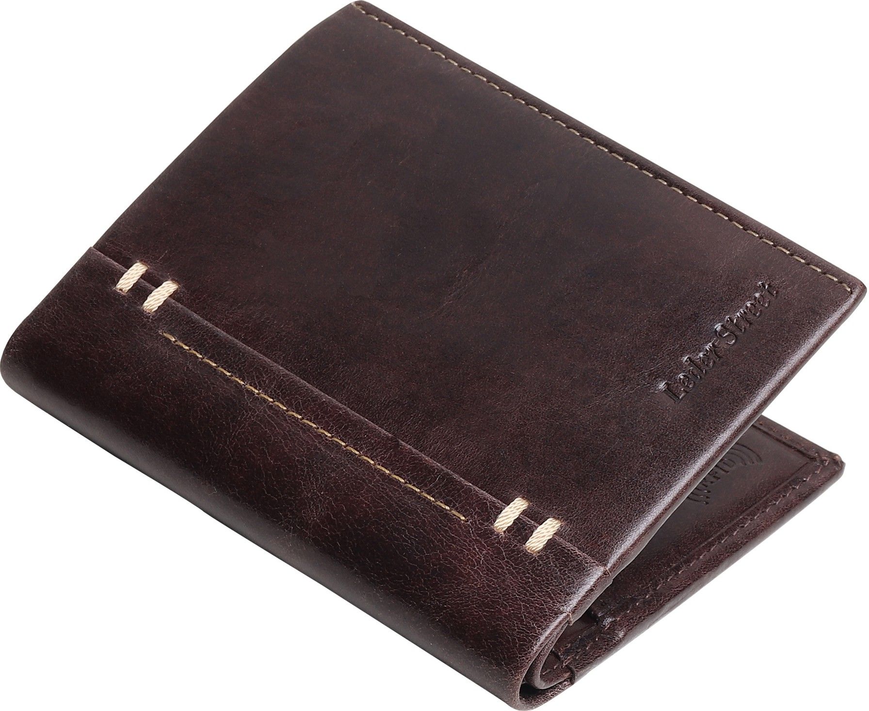 Men Trendy, Evening/Party Brown Genuine Leather RFID Wallet-image-1