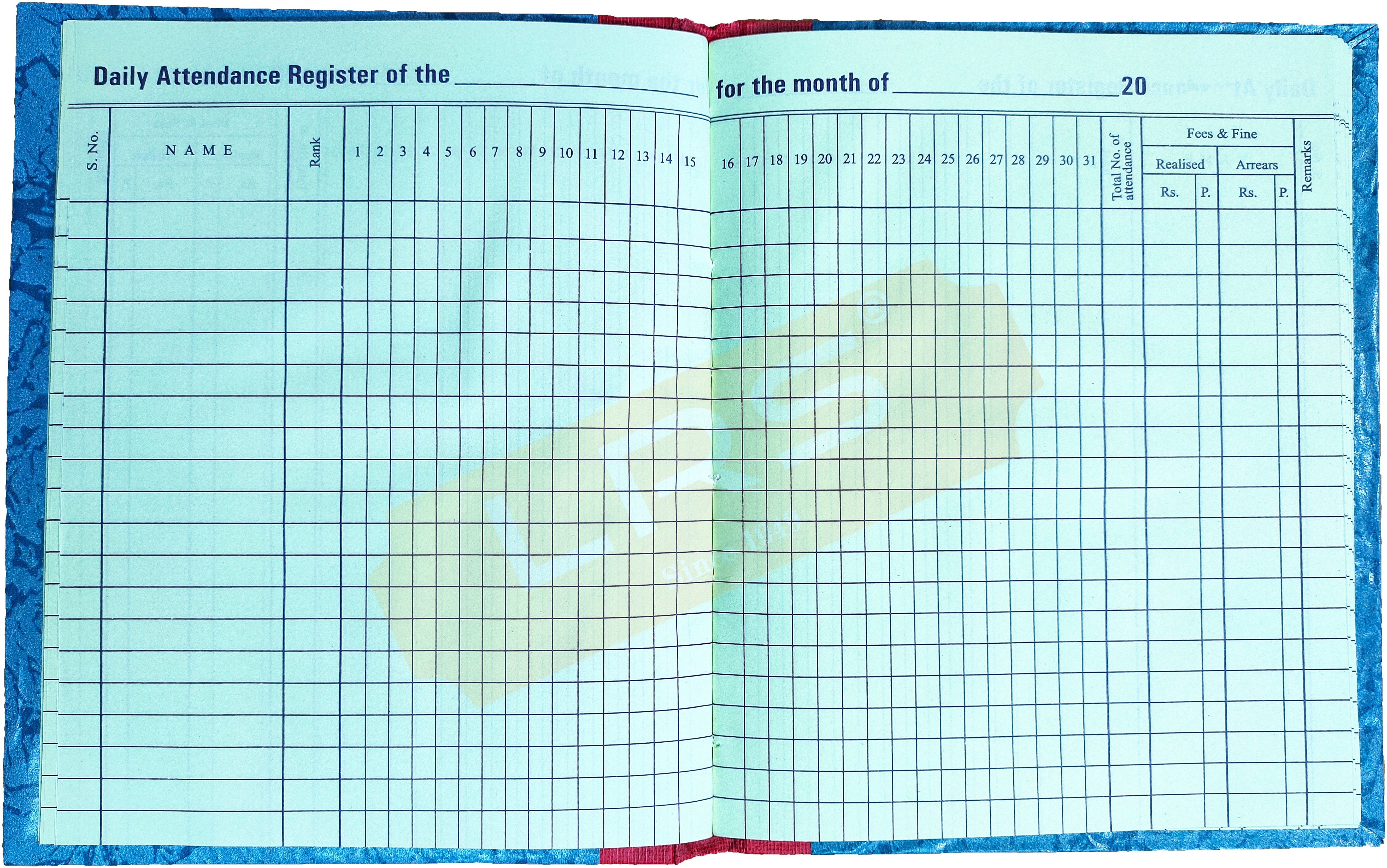 Attendance Book Short Size - 21 * 17 cm - 80 GSM Ledger Paper - Hazri Copy 38 Pages - Pack of 1 - 1-Part Attendance Book