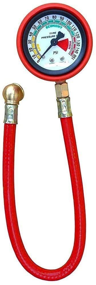 Analog Tire Pressure Gauge for Car, Truck, Motorcycle, Bike, Air Checking Meter with Rubber Hose