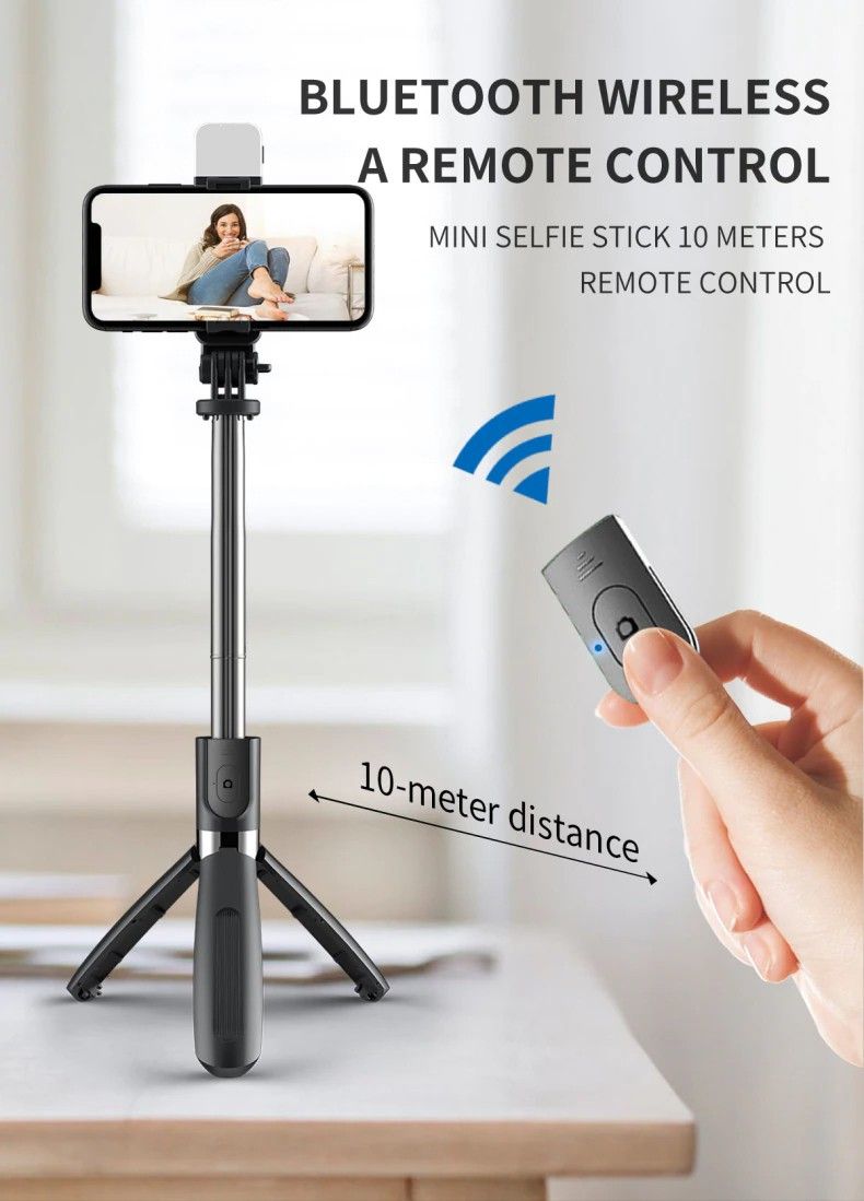 SOJUBA Remote Selfie Stick Tripod WithFlash Bluetooth Video Stand Holder Bracket Gimbal Tripod, Monopod, Monopod Kit, Tripod Ball Head, Tripod Bracket, Tripod Clamp, Tripod Kit-image-7