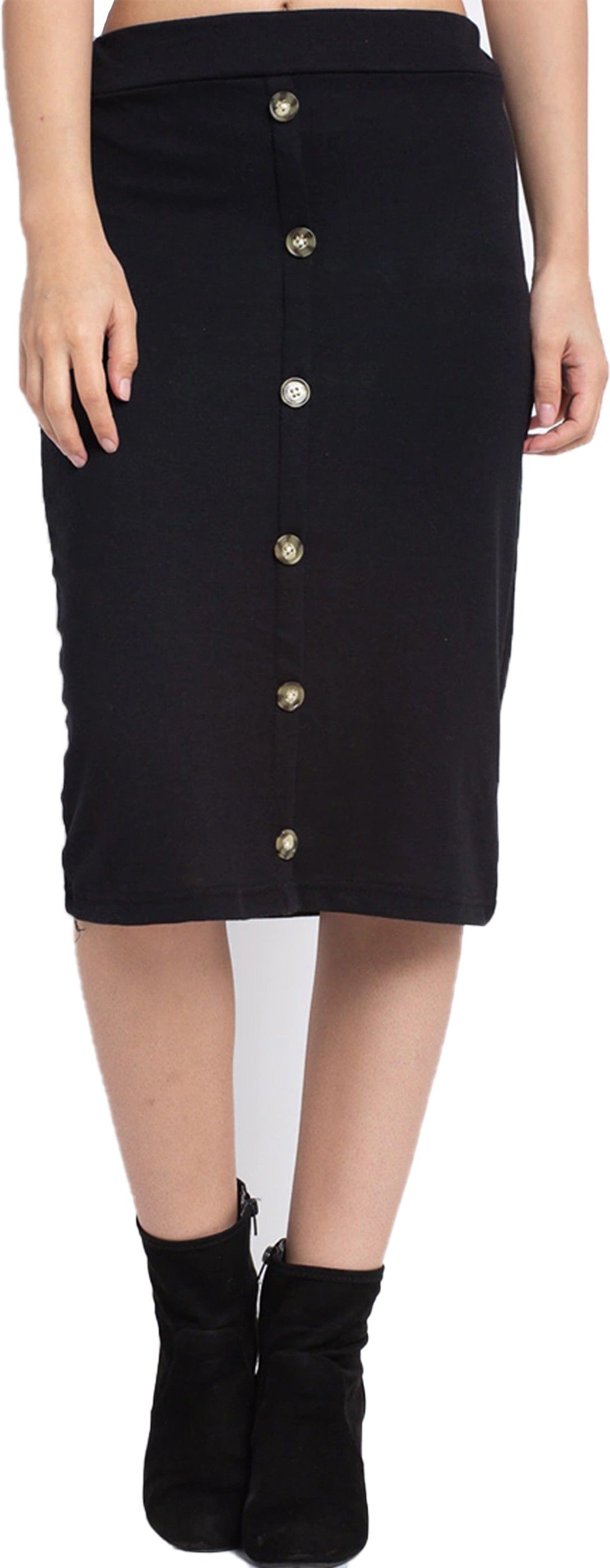 anbich Women Solid Straight Black Skirt-picture-15