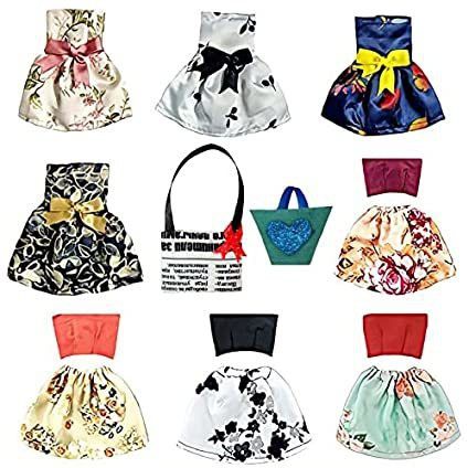 Wedding Gown Clothes,Dresses for Dolls (Multi Color) Pack of 8
