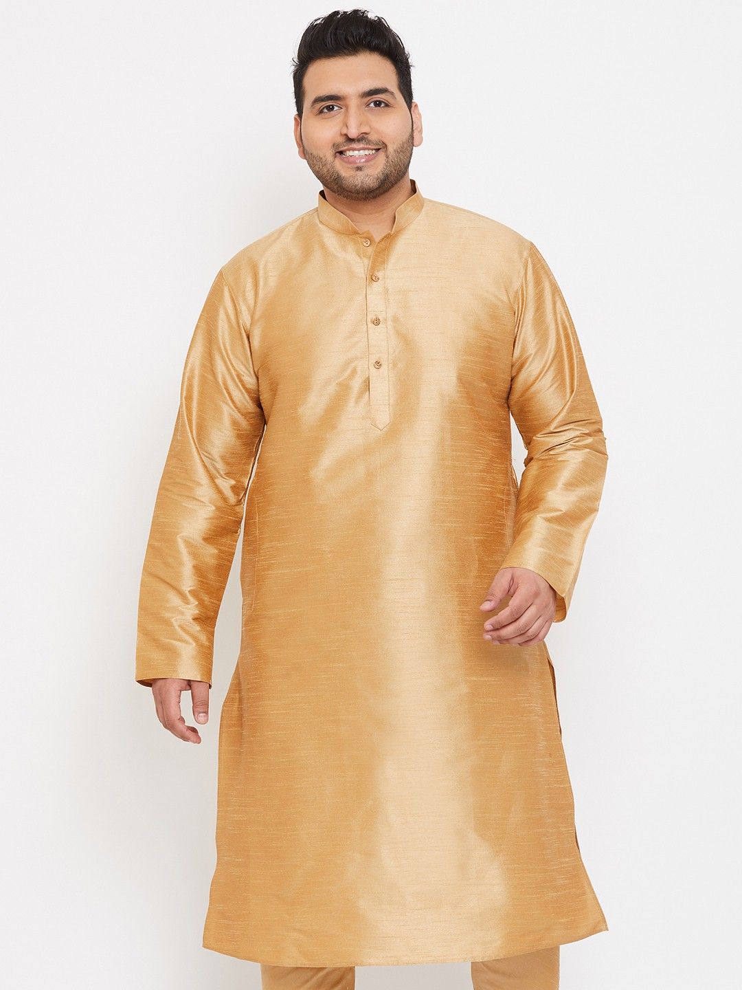 vastramay plus Men Solid Silk Blend Straight Kurta-picture-11