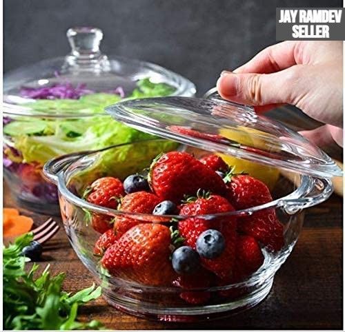 jay ramdev seller RM Round Glass Casserole Oven and Microwave Safe Serving Bowl Cook and Serve Casserole-picture-13