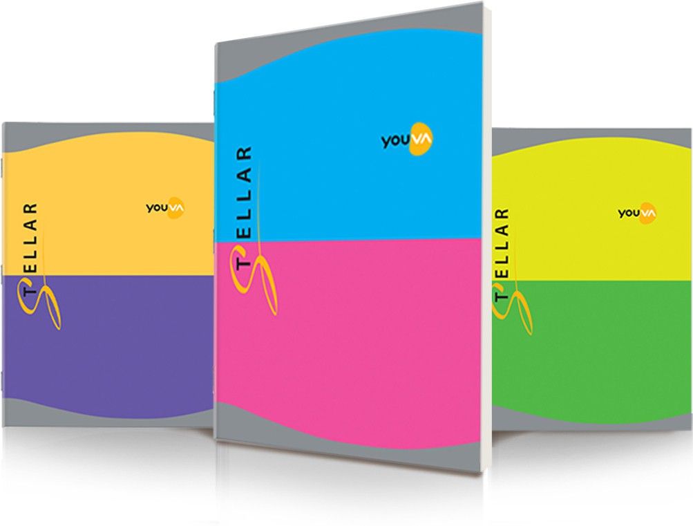 Youva Stellar Attractive Cover Long Book For College Students, Assorted A4 Notebook Single Rule 196 Pages-image-36
