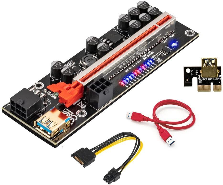 LipiWorld VER011-PRO Riser Card 10 Capacitors PCI-E 1X to 16X Riser Card GDDR4 16 GB NVIDIA Chipset 64 bit 120 MHz Graphics Card