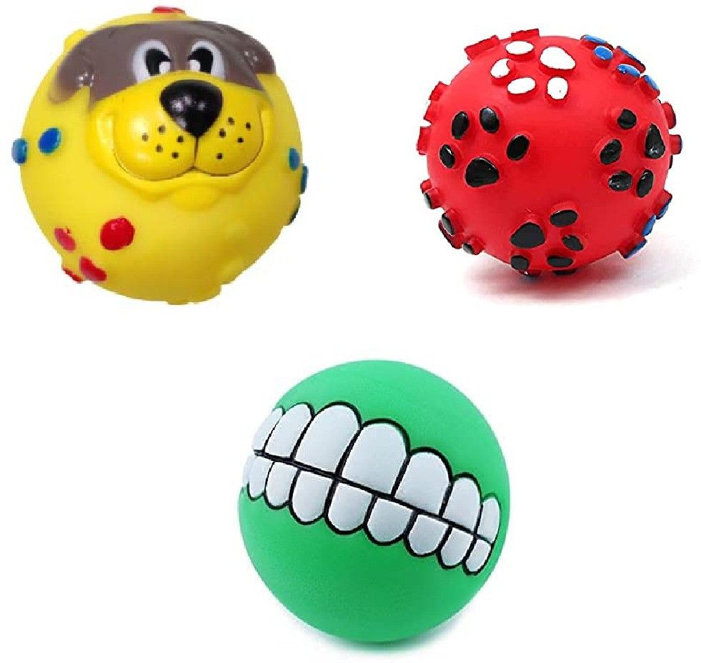 dogtrust Dog Ball and Squeaky Toys -3pcs Rubber Ball For Dog-picture-0