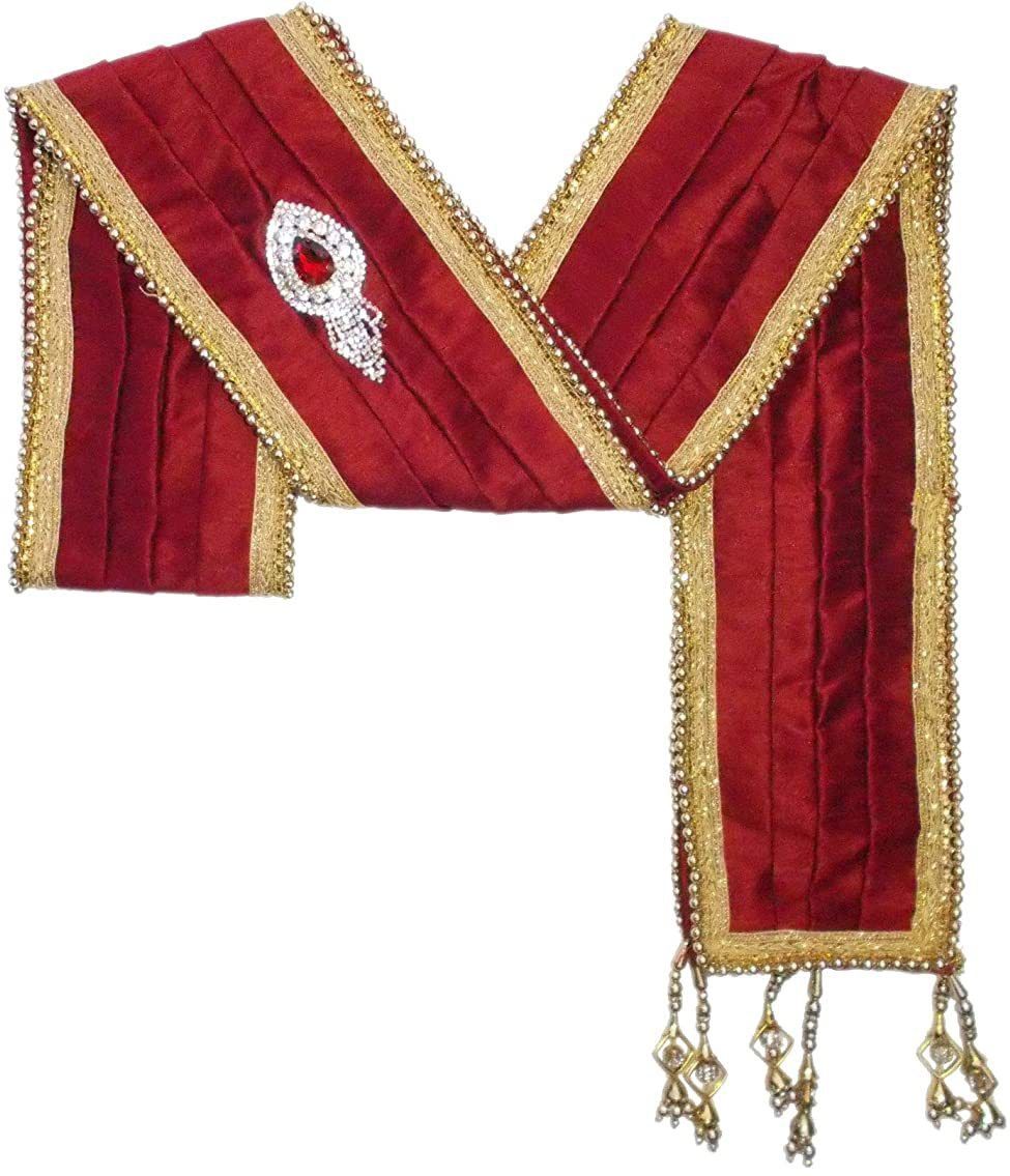 Silk Blend Self Design Maroon Men Dupatta-image-30