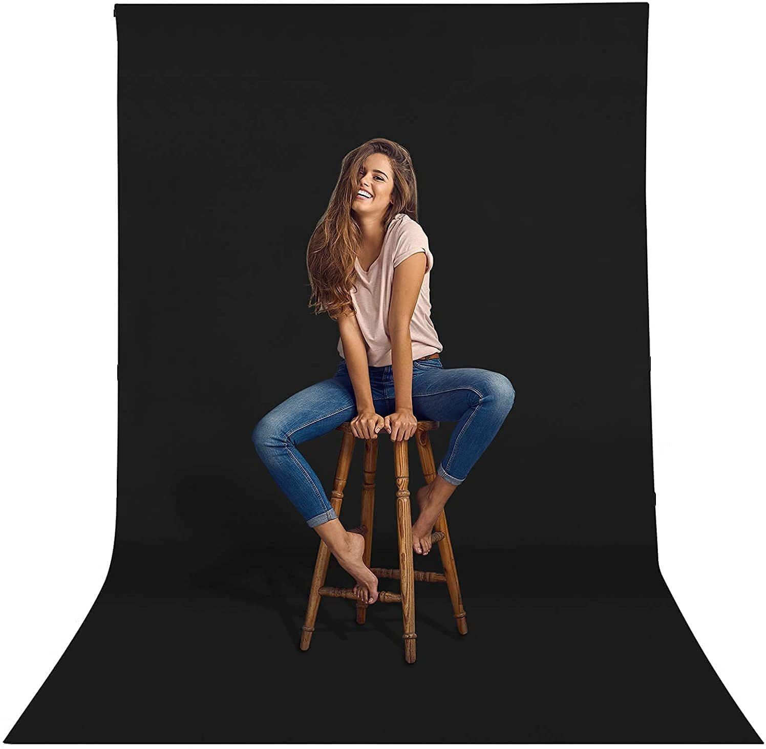 Hiffin ® 8x14 Ft, Black Professional Backdrop for Background Photography Black Reflector Umbrella-image-5