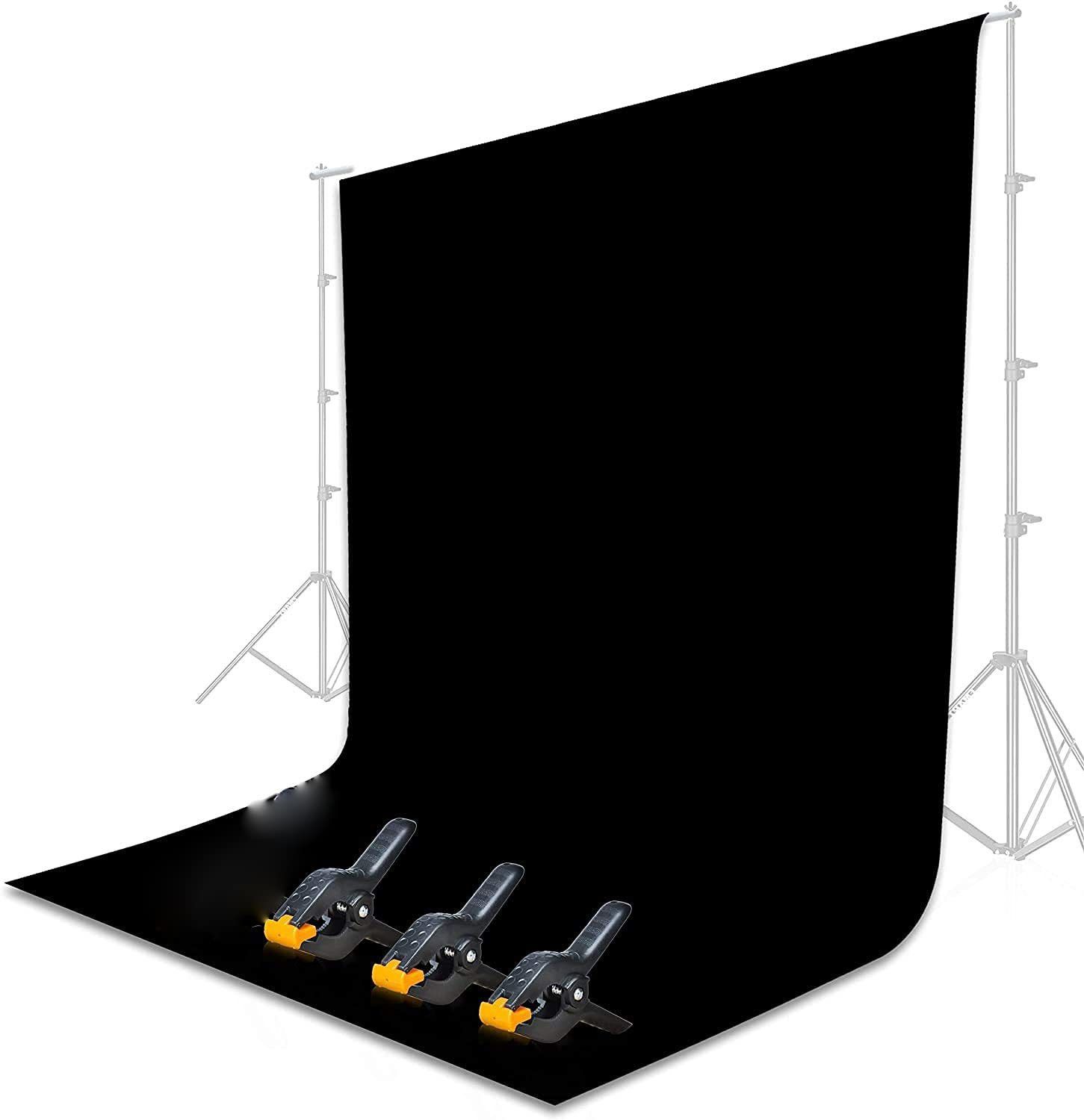 Hiffin ® 8 x 12 FT Black LEKERA Backdrop Photo Light Studio Photography 3 Clips Black Reflector Umbrella-image-31