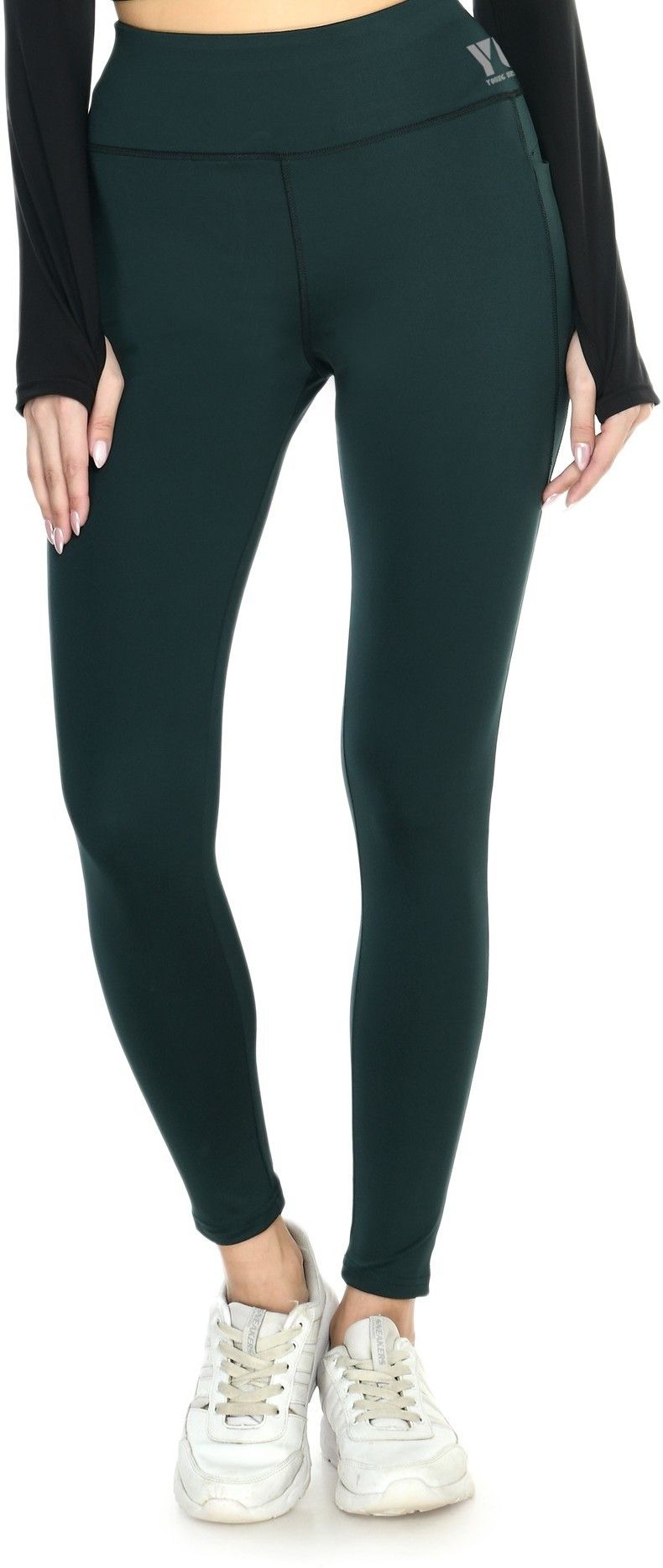 Solid Women Dark Green Tights-image-26