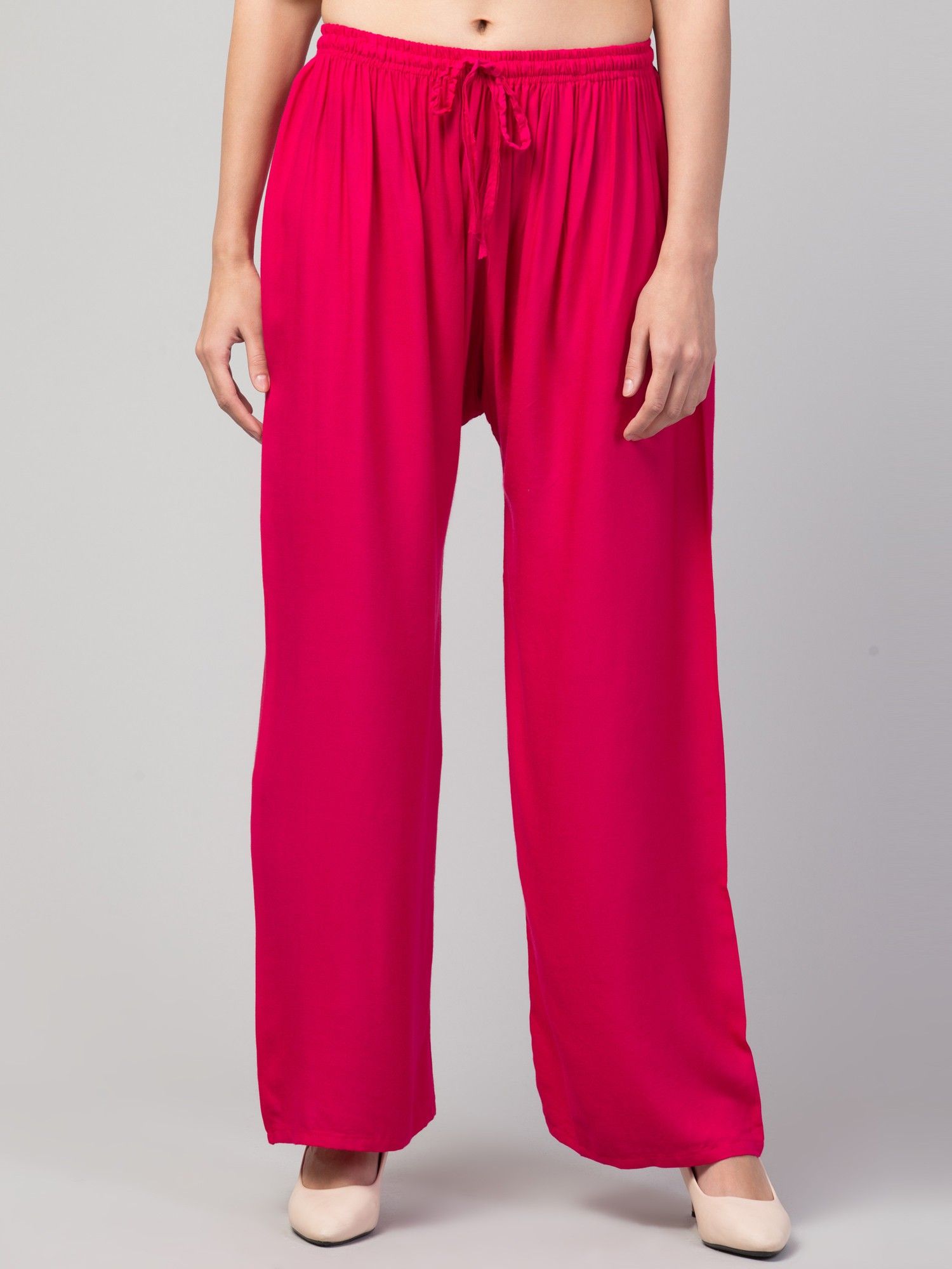 fambee Women Relaxed Pink Viscose Rayon Trousers-picture-21