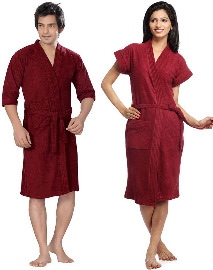 feelblue Maroon Free Size Bath Robe-picture-23