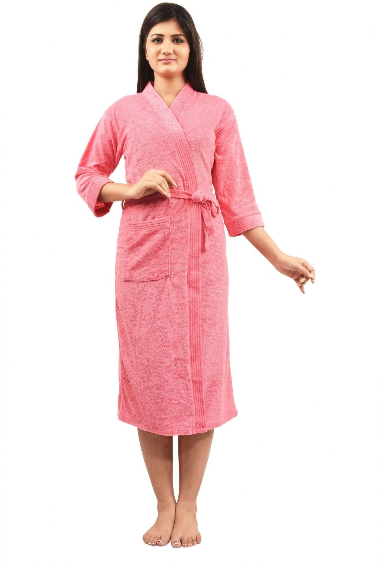 feelblue Pink Free Size Bath Robe-picture-20