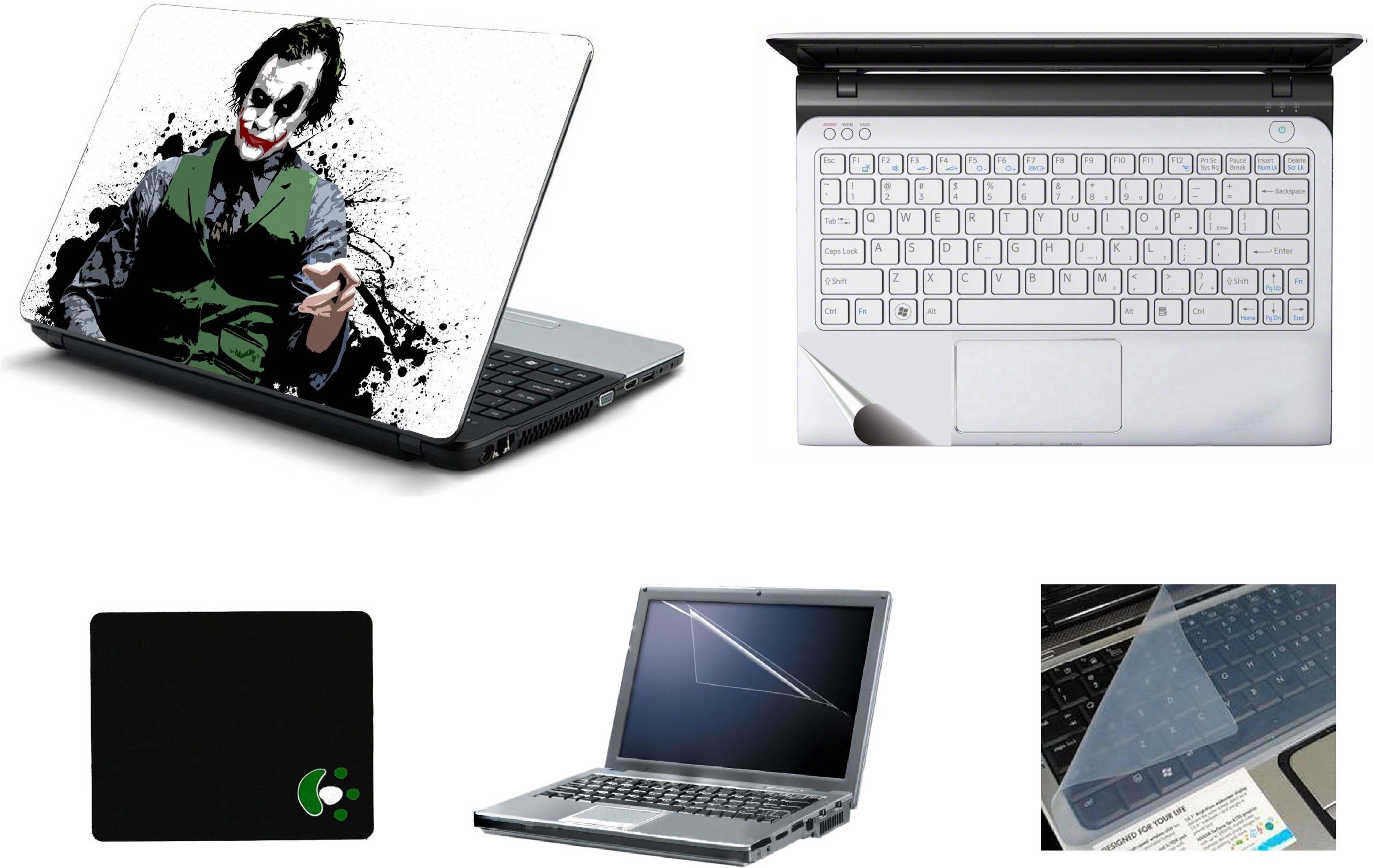 Mitram 5in1 Laptop Accessories Combo 15.6 Inch Sitting Joker laptop Skins Stickers, Screen Guard, Key Guard, Mouse Pad and Palmrest Skin for HP-DELL-Lenovo-Asus-Acer Laptops || Notebooks Combo Set-image-43
