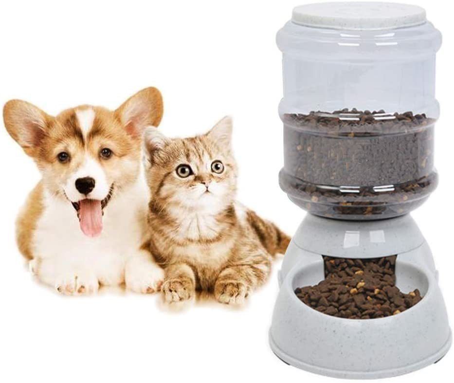 Automatic Pet Food Dispenser 3.5L Self-Dispensing Gravity Feeder round Plastic Pet Bowl & Bottle-image-1