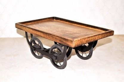 Wood Cart Snack Serving Platter for Dining Table Tray-image-7